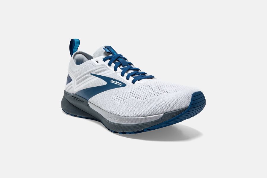 Brooks Ricochet 3 Road Running Shoes Mens - White/Blue - WTDCI-8206